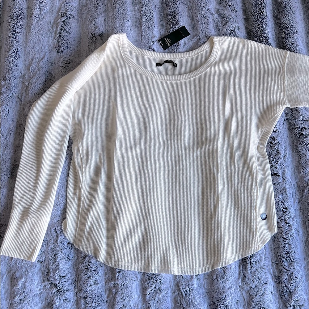 NWT Abercrombie & Fitch Women’s LS Waffle Top/Thermal Shirt Size M White/Cream